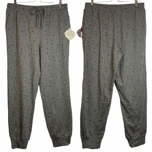 Knox Rose Grey Stars Jogging Pants Elastic Drawstring Waistband Large